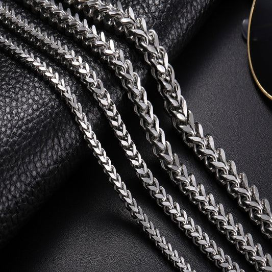 Men's Weaving Four-sided Grinding Chain European Hip Hop Square Titanium Steel Necklace Bracelet 35bce5ed c948 4a8b 9004 a5a1
