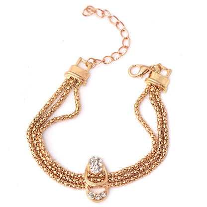 Ornament Vintage Metal Diamond-studded Necklace Earring Ring Bracelet Four-piece Diamond Jewelry Set Combination 36084a4a ece