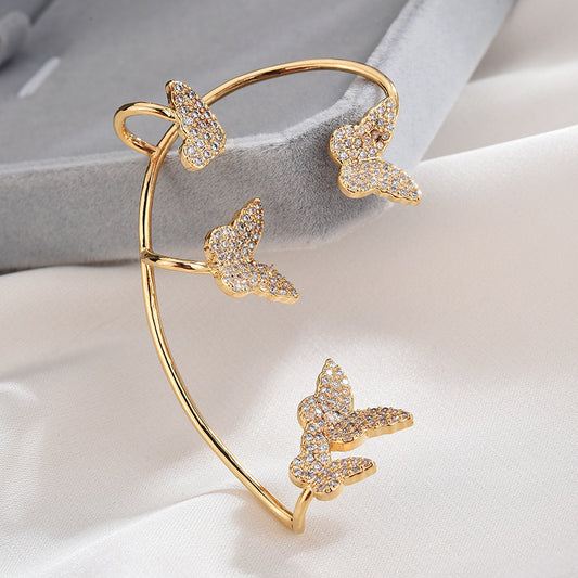 Fashion Gold Metal Butterfly Ear Clips Sparkling Zircon Without Piercing Ear Cuff Clip Earrings For Women Jewelry Gift 361518