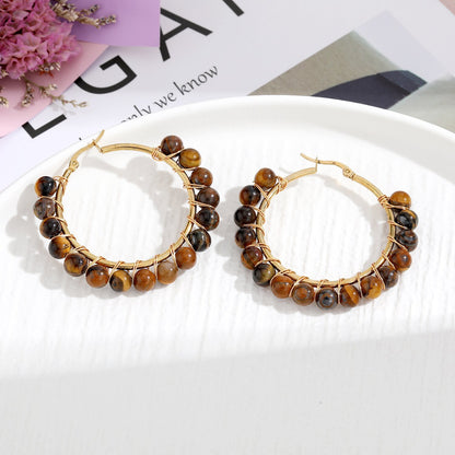Natural Stone Stainless Steel Winding Earrings 361f6c9f df7c 4201 93f2 c08cd3aab29a