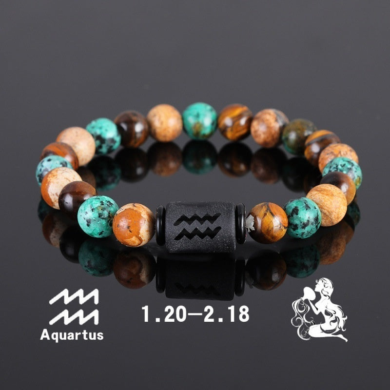 Twelve Constellation Elastic Bracelet Men Tigereye Couple Beaded 36220113 cfda 42ea b614 5183595c9ff0
