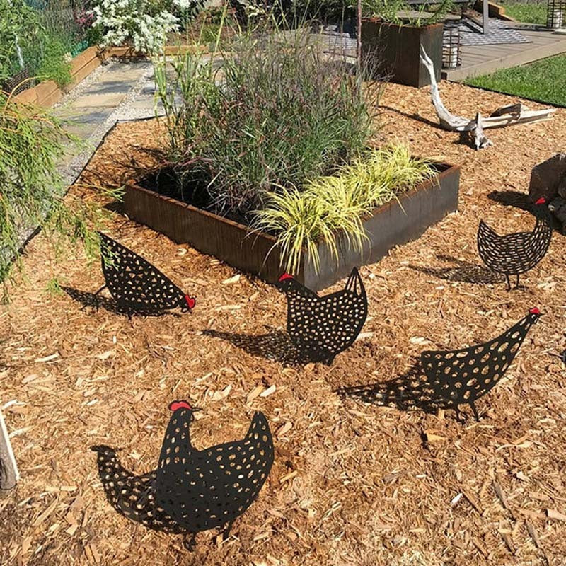Chicken Yard Art Outdoor Garden Back Yard Gazon Stakes Hen Yard Decor 3626251695827