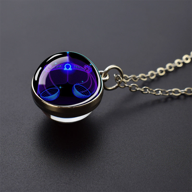 Luminous 12 Constellation Necklace 20mm Silver Creative 364a58cc d924 4856 976b fb5905596e65