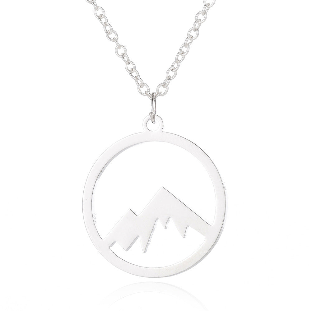 Mountain Pendant Necklace Gold Silver Minimalist Nature Snow Mountain Necklace For Women Men Fashion Adventure Jewelry Gift 3