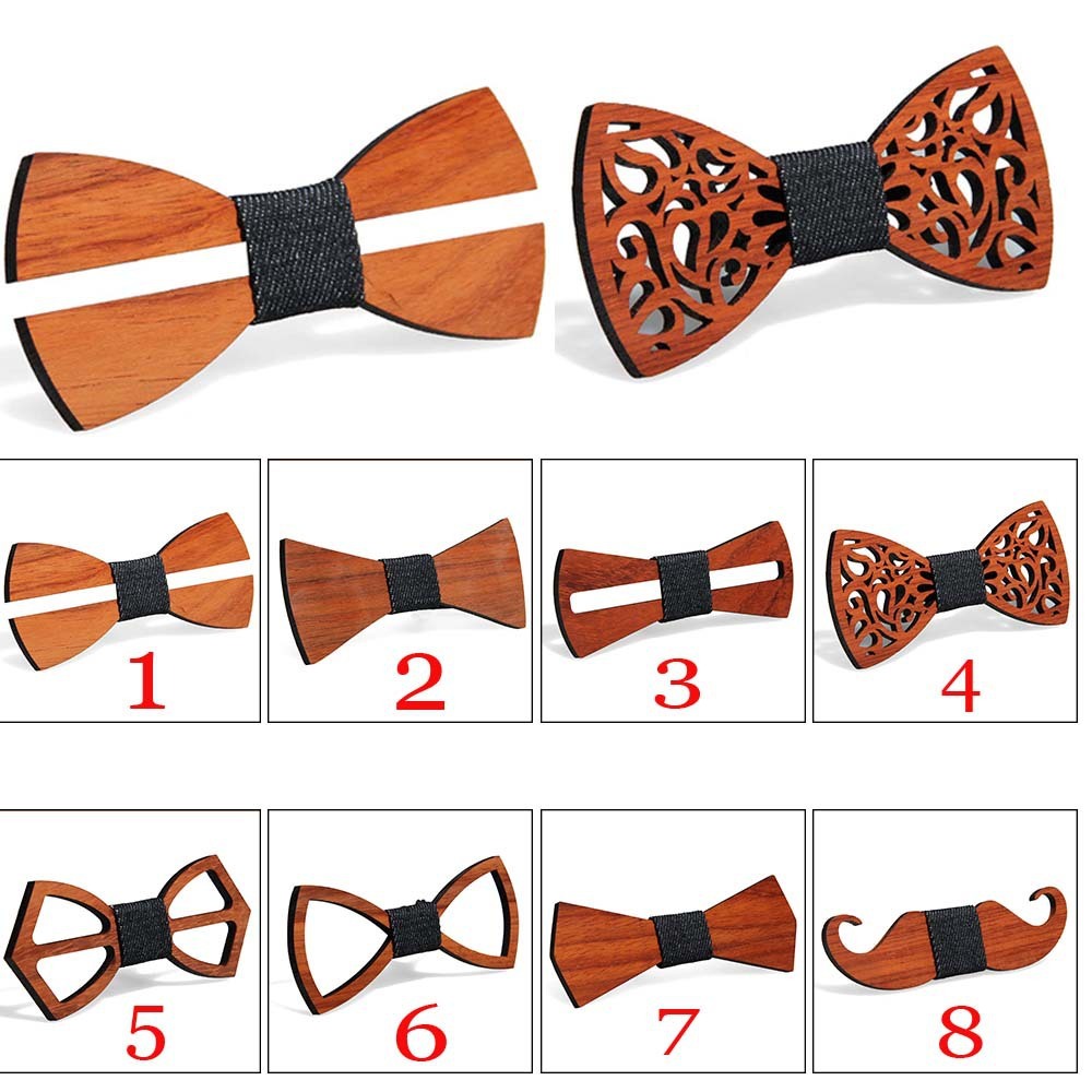 Green hand collar red pear solid wood bow tie 3665661795554