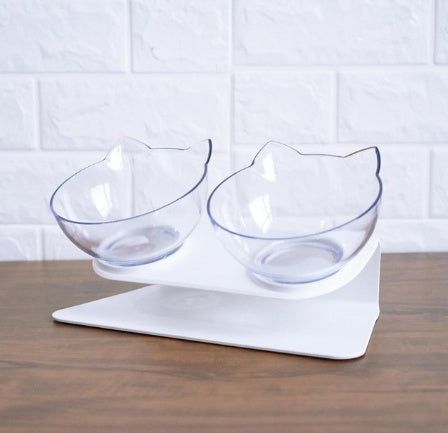 New Inclined Food Cat Ear Oblique Mouth Transparent Single Pet Bowl 3677292580346