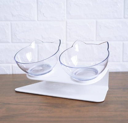 New Inclined Food Cat Ear Oblique Mouth Transparent Single Pet Bowl 3677292580346