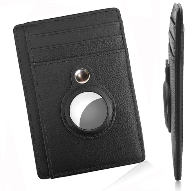 AirTag Wallet Anti Theft Bullet Card Bag Multi-functional Rfid Card Holder Men's Leather Slim Wallets For Airtag Air Tag 367b