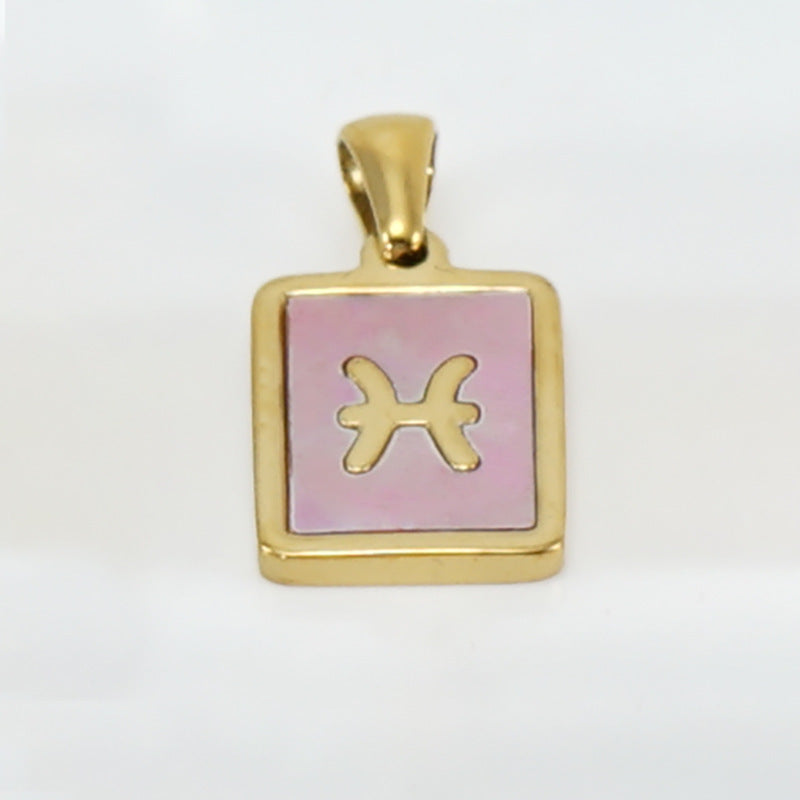 Stainless Steel Square Shell Zodiac Necklace 367c1eb5 af2c 4250 b3a6 3baf44cee30f