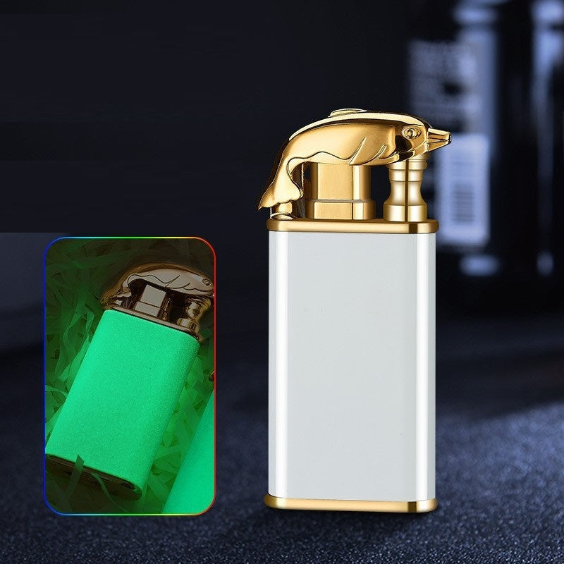 Creative Blue Flame Lighter Dolphin Dragon Tiger Double Fire Metal Winproof Lighter Inflatable Lighter 36d351b9 6ece 4b57 bfb