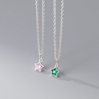 S925 Sterling Silver Diamond Five-pointed Star Necklace Ins Style Design Temperament Neck Jewelry Women 36f33636 166a 4c72 a8