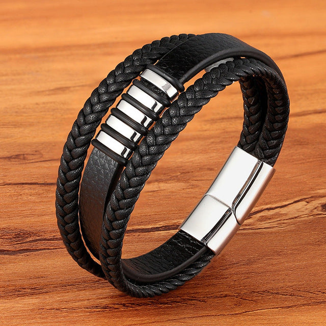 Men's multi-layer braided leather bracelet 3700812792704