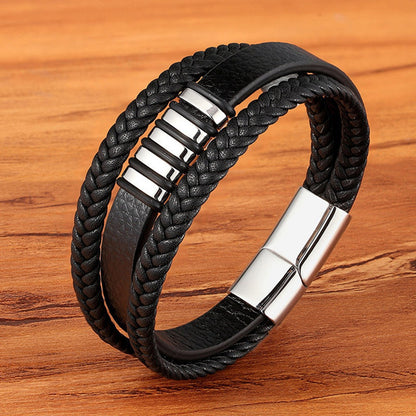 Men's multi-layer braided leather bracelet 3700812792704