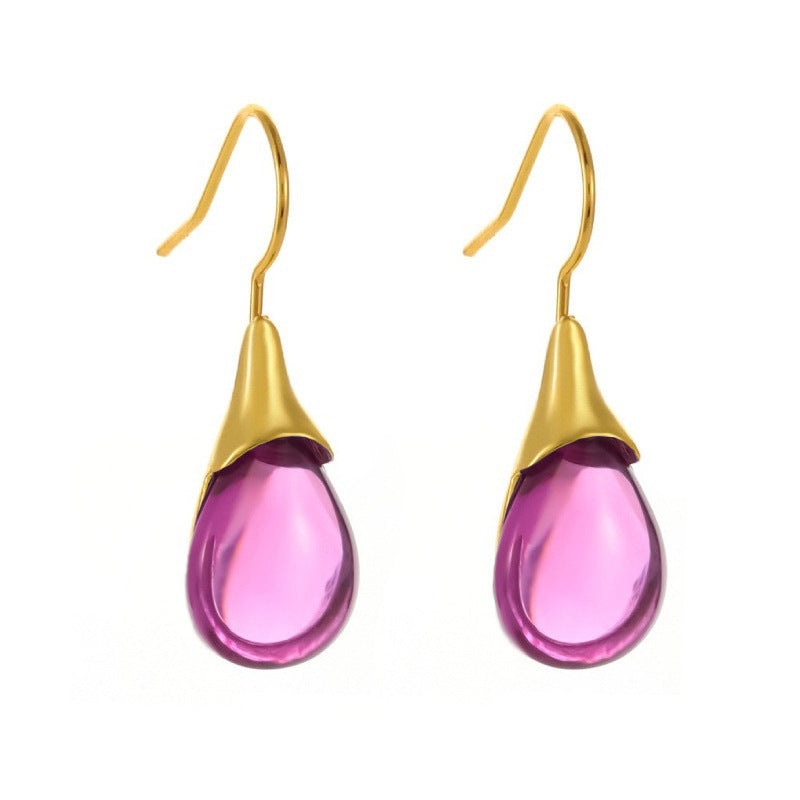 Drop-shaped Inlaid Cat's Eye Earrings Four-color Simple 370403de 0dde 41c8 a603 34b24cb0a7b0