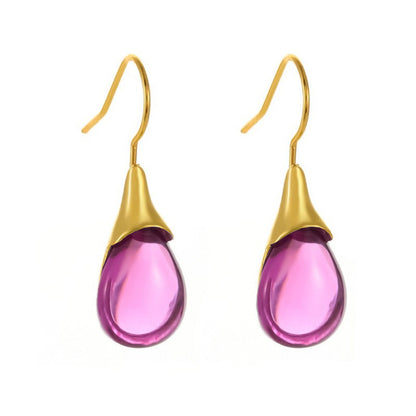 Drop-shaped Inlaid Cat's Eye Earrings Four-color Simple 370403de 0dde 41c8 a603 34b24cb0a7b0