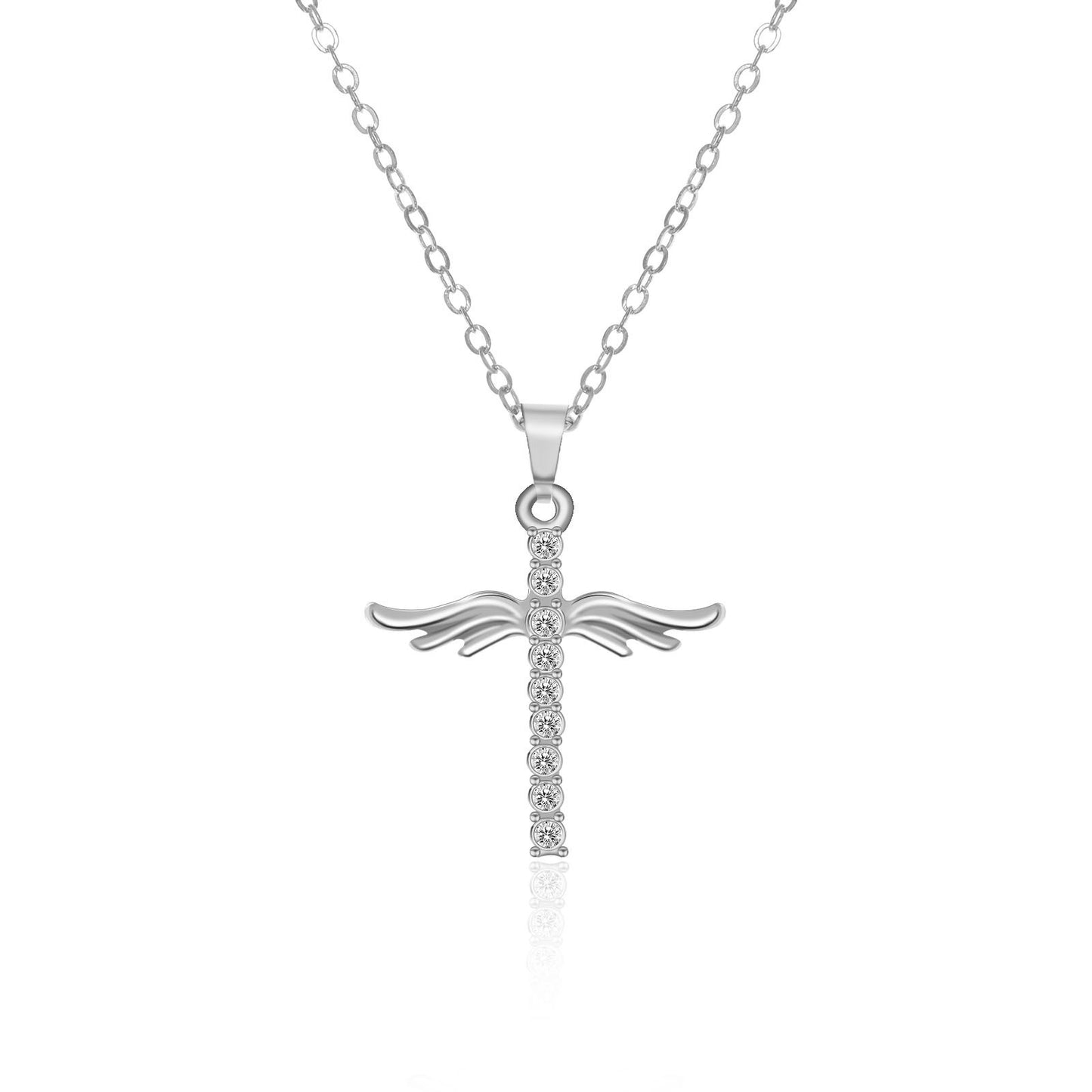 Angel Wings Cross Pendant Necklace For Woman With O Type Stainless Steel Chain Necklace Jewelry Gift 370b548b 73e0 4de9 92b4 