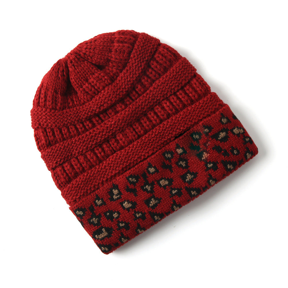 Beanie Women's Warm Leopard Print Knitted Hat Winter 371b3550 9b7d 435b ae1c dbd7adc801b4