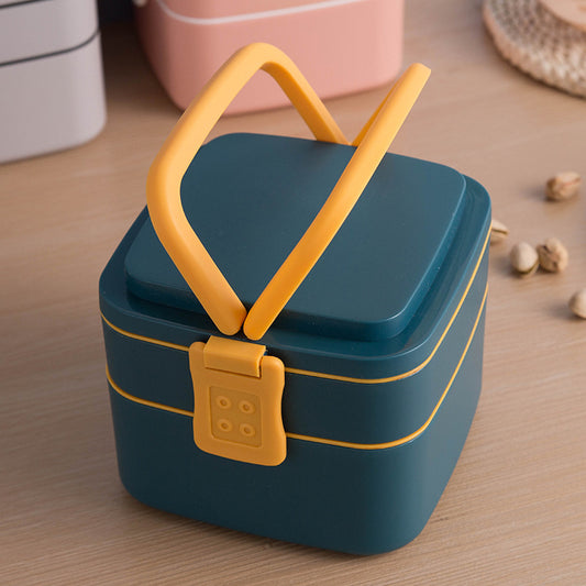 Double-layer portable lunch box with lid bento box 3725927837742