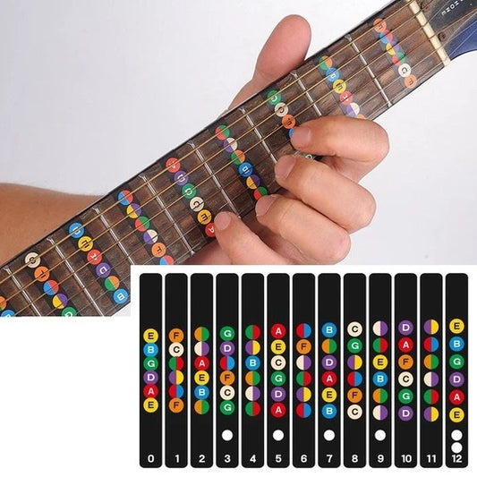 Guitar Fretboard Sticker Notes Map Labels Sticker Fingerboard Fret Decals for 6 String Acoustic-Electric Guitar - 图片 1