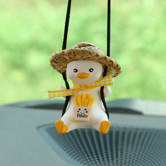 Car Pendant Cute Anime Little Duck Swing Auto Rearview Mirror Hanging Ornaments Interior Decoraction Accessories For Girls Gi