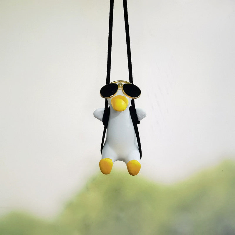 Car Pendant Cute Anime Little Duck Swing Auto Rearview Mirror Hanging Ornaments Interior Decoraction Accessories For Girls Gi