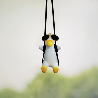 Car Pendant Cute Anime Little Duck Swing Auto Rearview Mirror Hanging Ornaments Interior Decoraction Accessories For Girls Gi