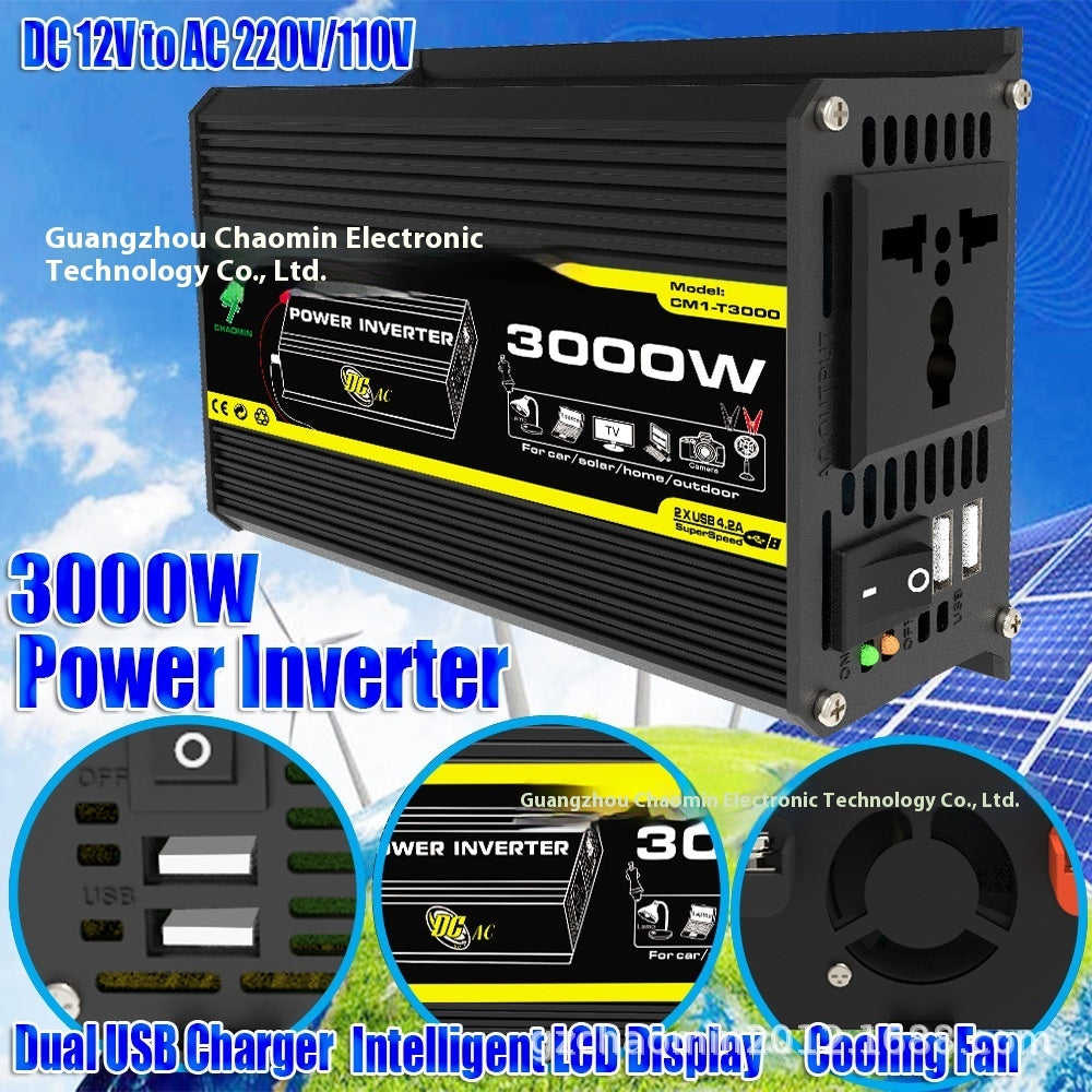Inverter 12V To 220V110V3000W Vehicle Solar Power Conversion Inverter Off-grid High Frequency Correction 3755f6f1 e788 4517 9