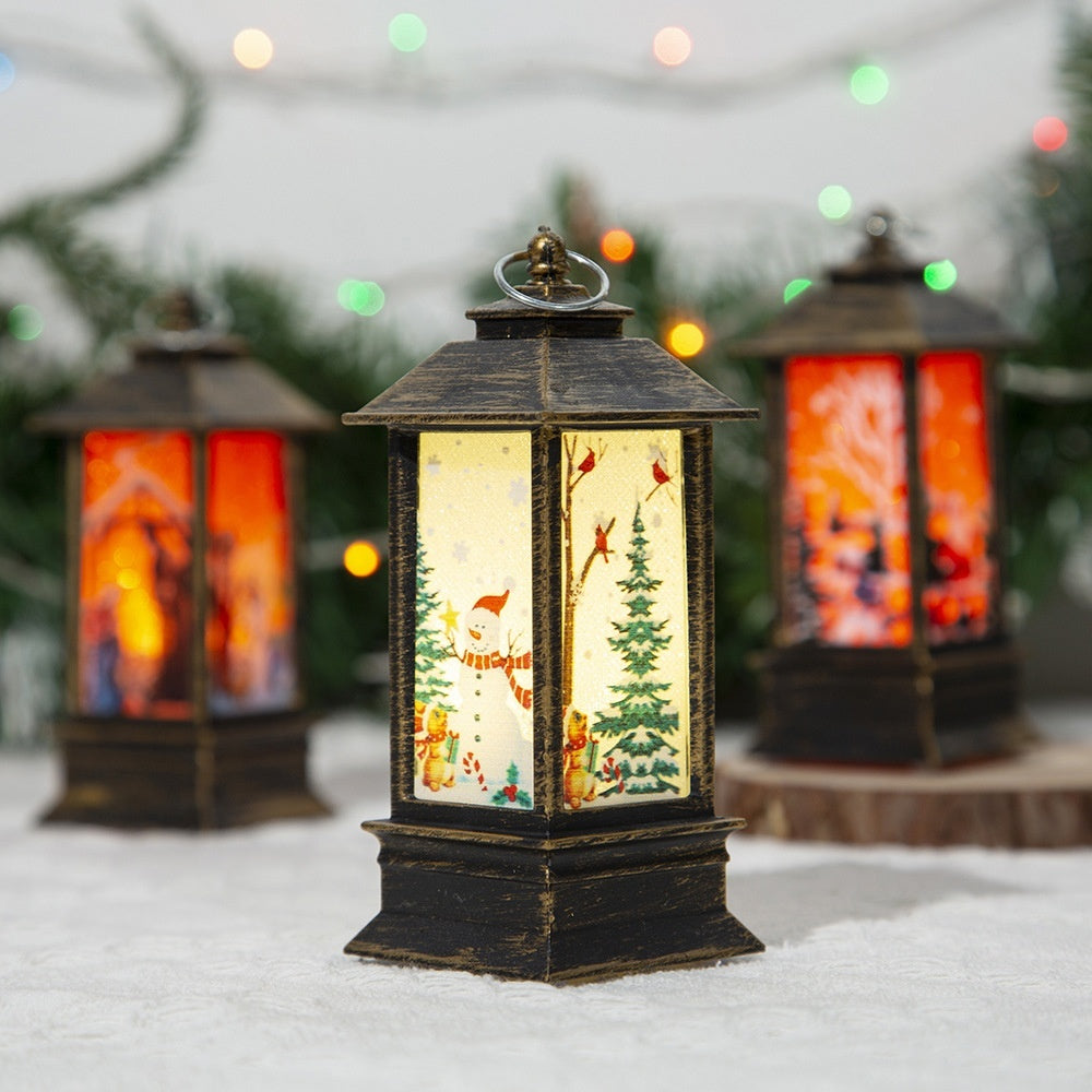 Christmas Portable Oil Lamp Santa Claus LED Night Lights Battery Powered Indoor Outdoor Hanging Lanterns Festive Party Decora