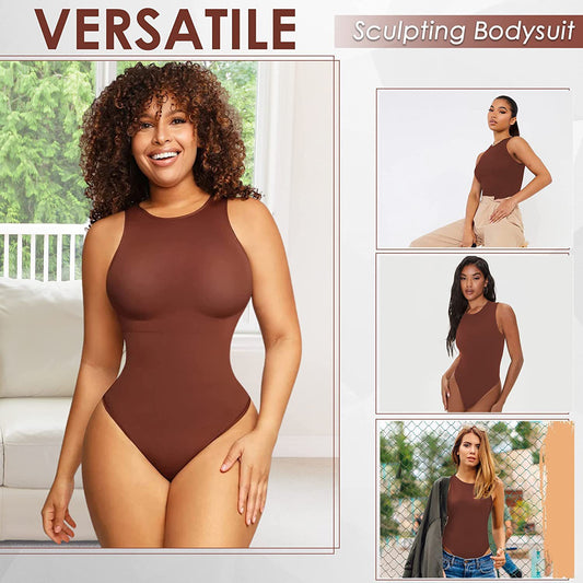 Belly Contraction Body Shaper Solid Color Round Neck Jumpsuit 3765f4e5 cb81 4c56 ba3b a100c49c166b