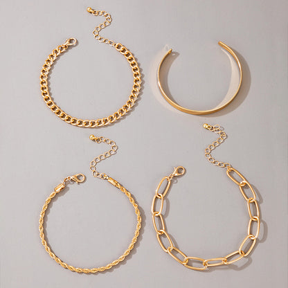 Exaggerated And Minimalist Gold Thick Chain Bracelet Set Of Four Pieces 376703ca beaf 4836 bfd2 4d8cf4090f6b