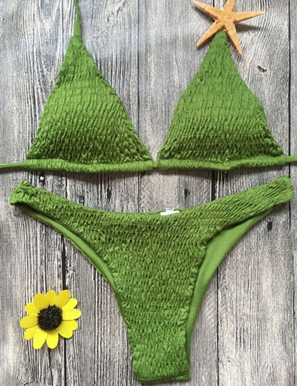Swimsuit sexy pleated triangle bikini 3780355506636