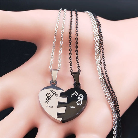 Couples Stainless Steel Love Necklace Splicing Simple 3782e06d 1e87 415e 9ea3 4ad99e944827