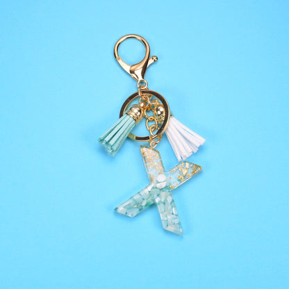 English Alphabet Keychain Tassel Pendant Stone Gold Foil Resin Key 378601f0 155d 495f b2e2 ef3e873b7fc0