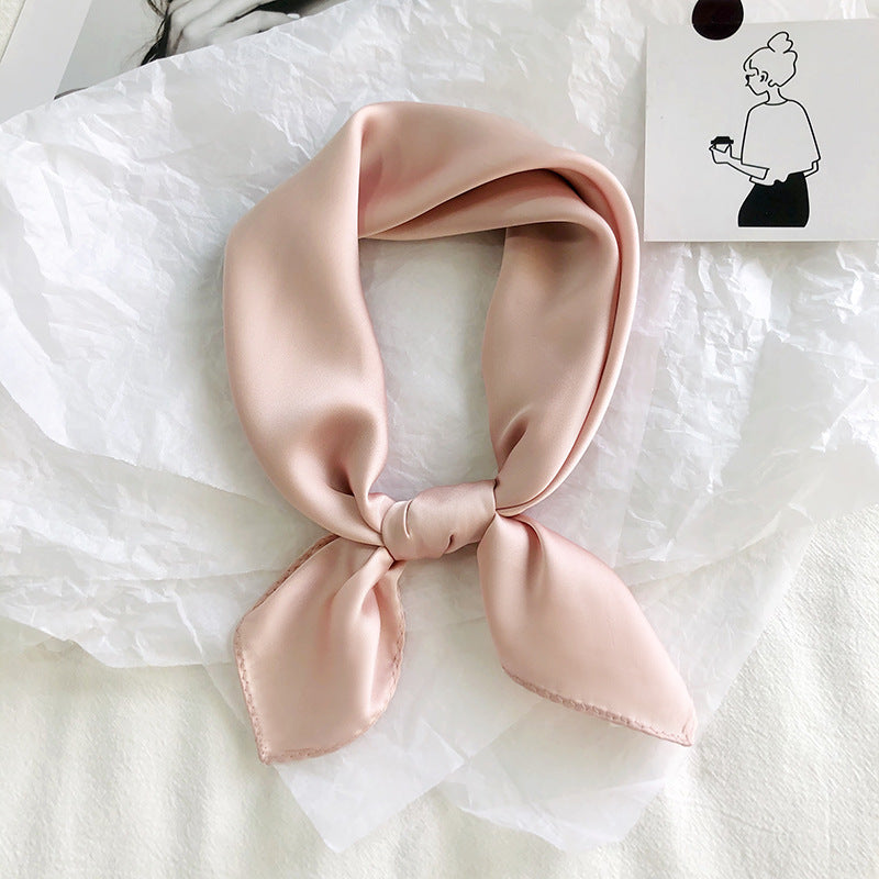 Pure color ladies tie wrap silk scarf 3787364201659