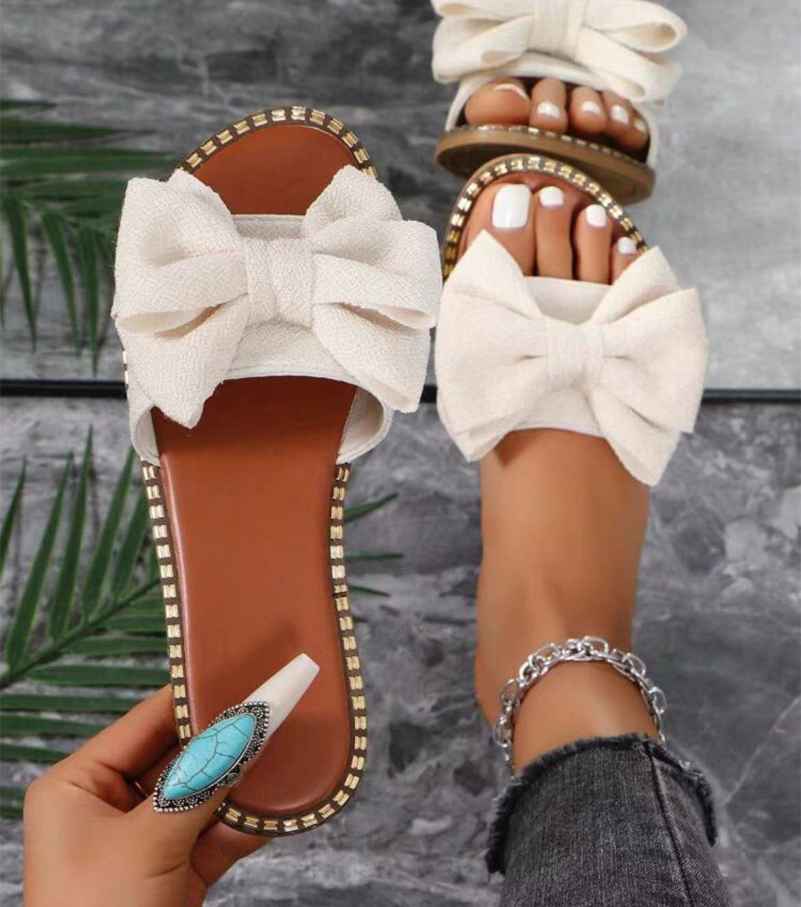 Flat Bottom Rhinestone Bowknot Slippers Women's Cloth Sandals 378958dd 576d 46ab b5d5 0e181fbef4b3