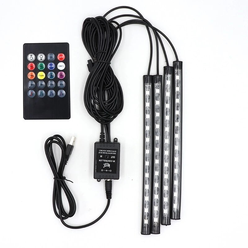 Automotive atmosphere One to four lights Remote 4x9 LED atmosphere lamp Indoor foot lamp 37933460476044
