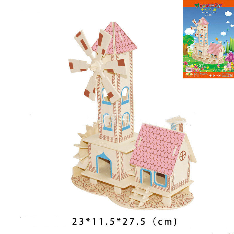3D wooden house puzzle toy - HD Wireless Product #2