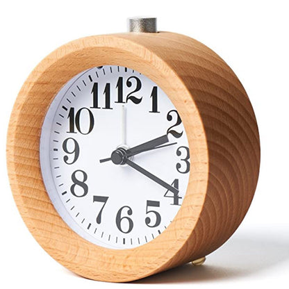 Solid Beech Wood Student Bedside Silent Snooze Alarm Clock 3796915198013