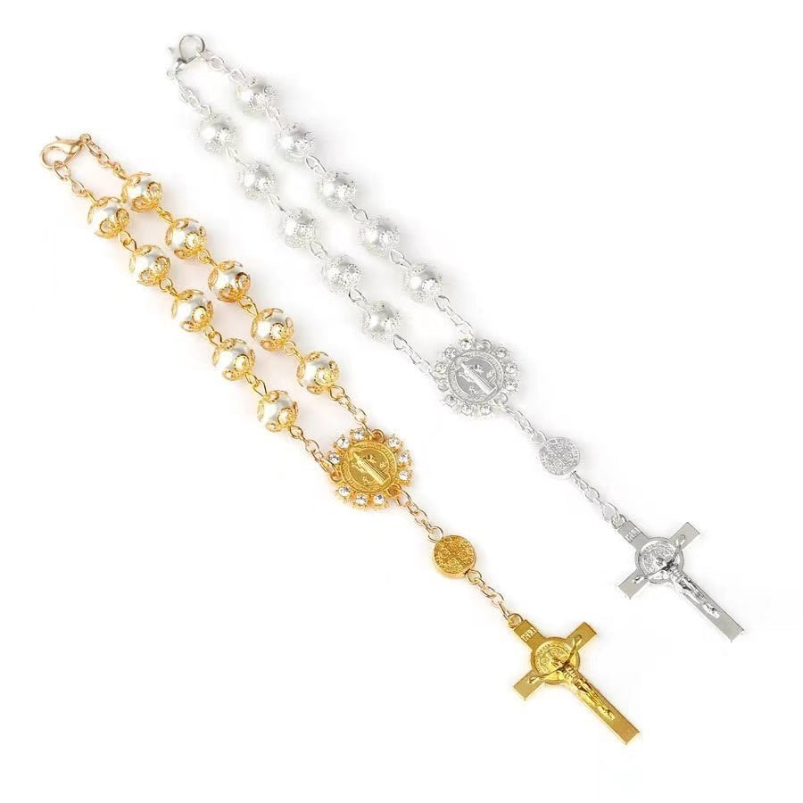 Beads Artificial Glass Pearl Cross Bracelet 379bb452 138f 4df1 8912 594c1e9e686d