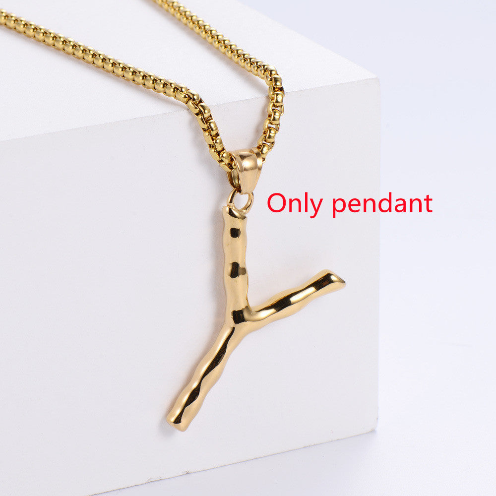 Three-dimensional 26 English Letter Pendant Necklace Fashion Jewelry Titanium Steel Couple Ornament 37a08c3b 5943 4c3c 91a7 a