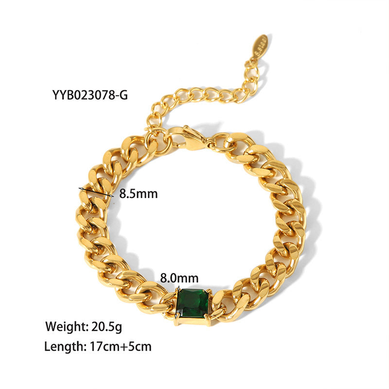 European And American 18K Gold-plated Inlaid Zircon Light Luxury Non-fading Stainless Steel Bracelet Necklace 37d93eee 7823 4