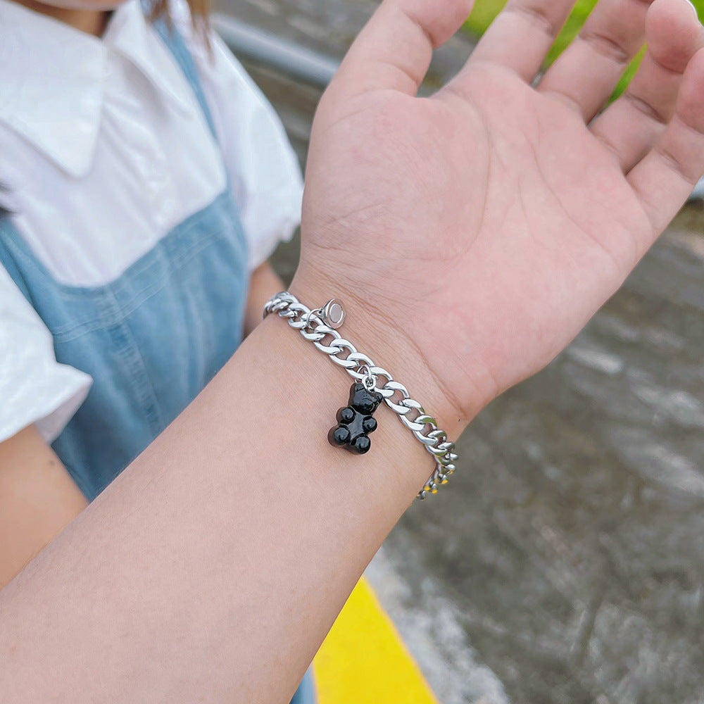 Black And White Bear Stainless Steel Magnet Attract Bracelet 380e79b5 a281 4f15 a1f2 28a982ad3f77