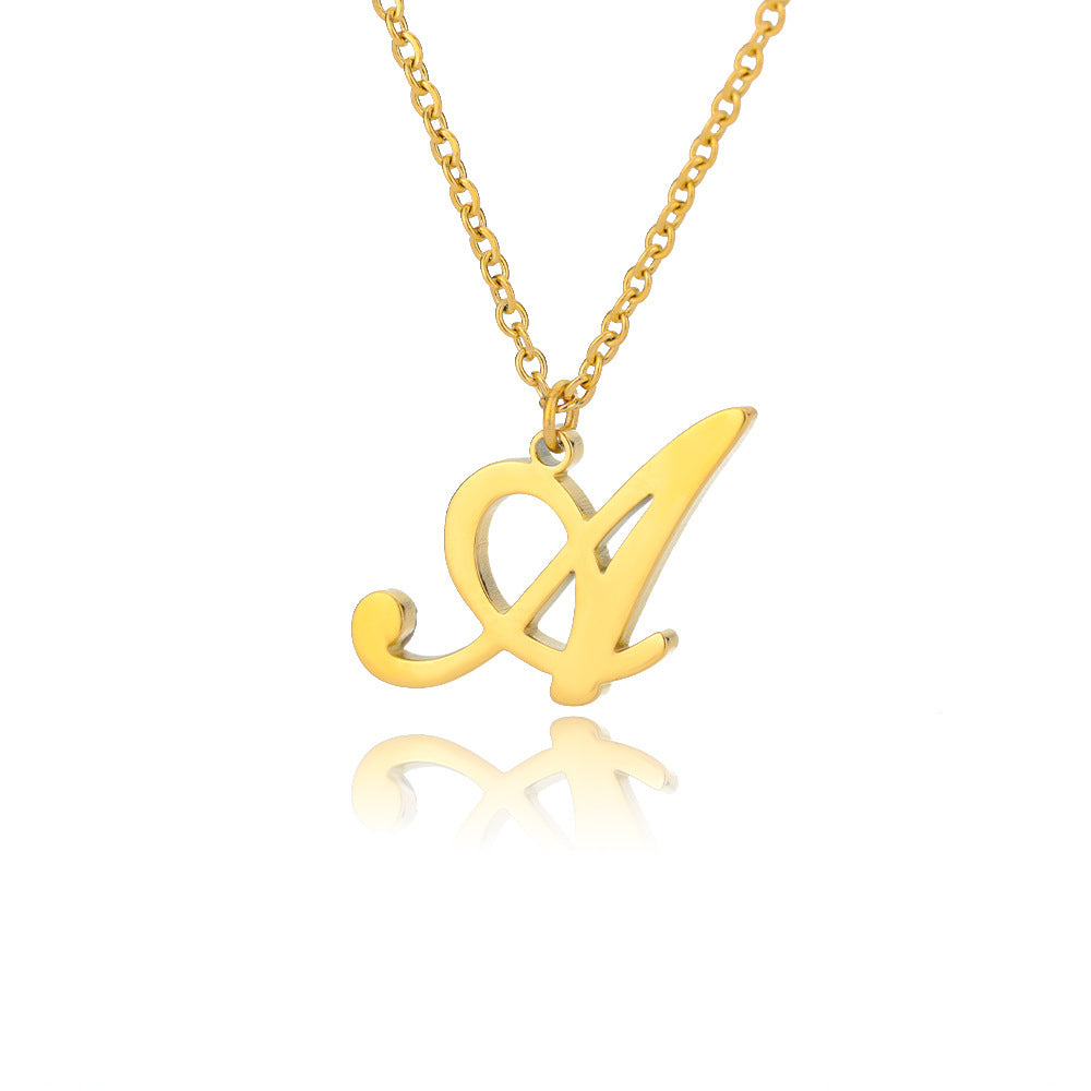 Stainless Steel 26 English Letter Necklace 3813b9cf 420c 4ccb a240 5e3654a846d6