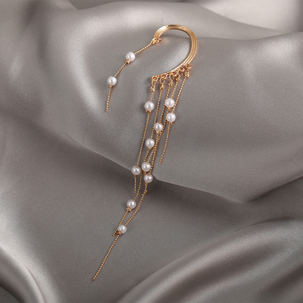 No Pierced Pearl Tassel Long Ear Clip 381b9021 92f3 4dfb ae4b 17351bdaaec4