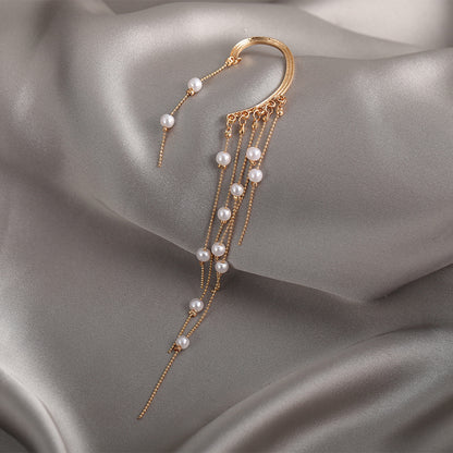 No Pierced Pearl Tassel Long Ear Clip 381b9021 92f3 4dfb ae4b 17351bdaaec4