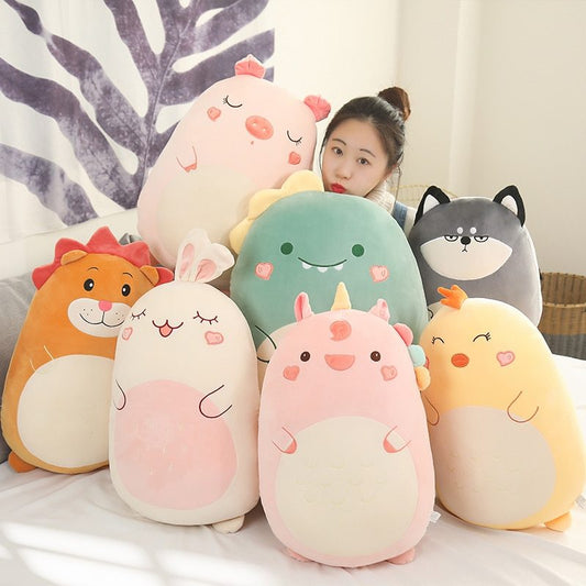 Cartoon cute animal dinosaur pig husky plush pillow cushion 383084616915