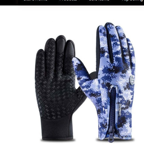 Outdoor Waterproof Gloves Touch Screen Windproof Riding Zipper Sports Winter Warm Fleece Mountaineering Gloves 383366858892