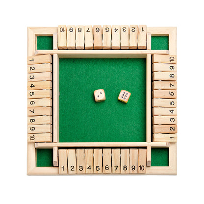 Deluxe Four Sided Shut The Box Dice Board Game 4 Sided 10 Number Wooden Flaps Dices Game Set for Pub Bar Party Supplies 38537