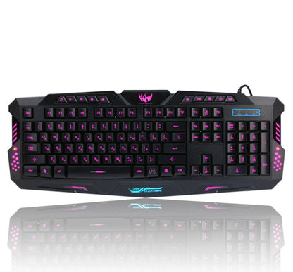 J10 tricolor backlight wired gaming keyboard set colorful luminous gaming mouse keyboard Russian keyboard 38628718114309