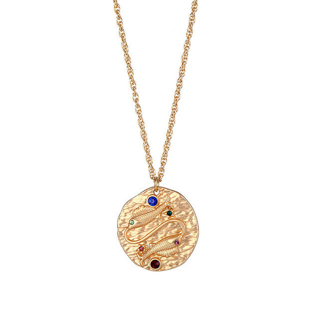 Embossed 12 Constellation Necklace 3866429980918